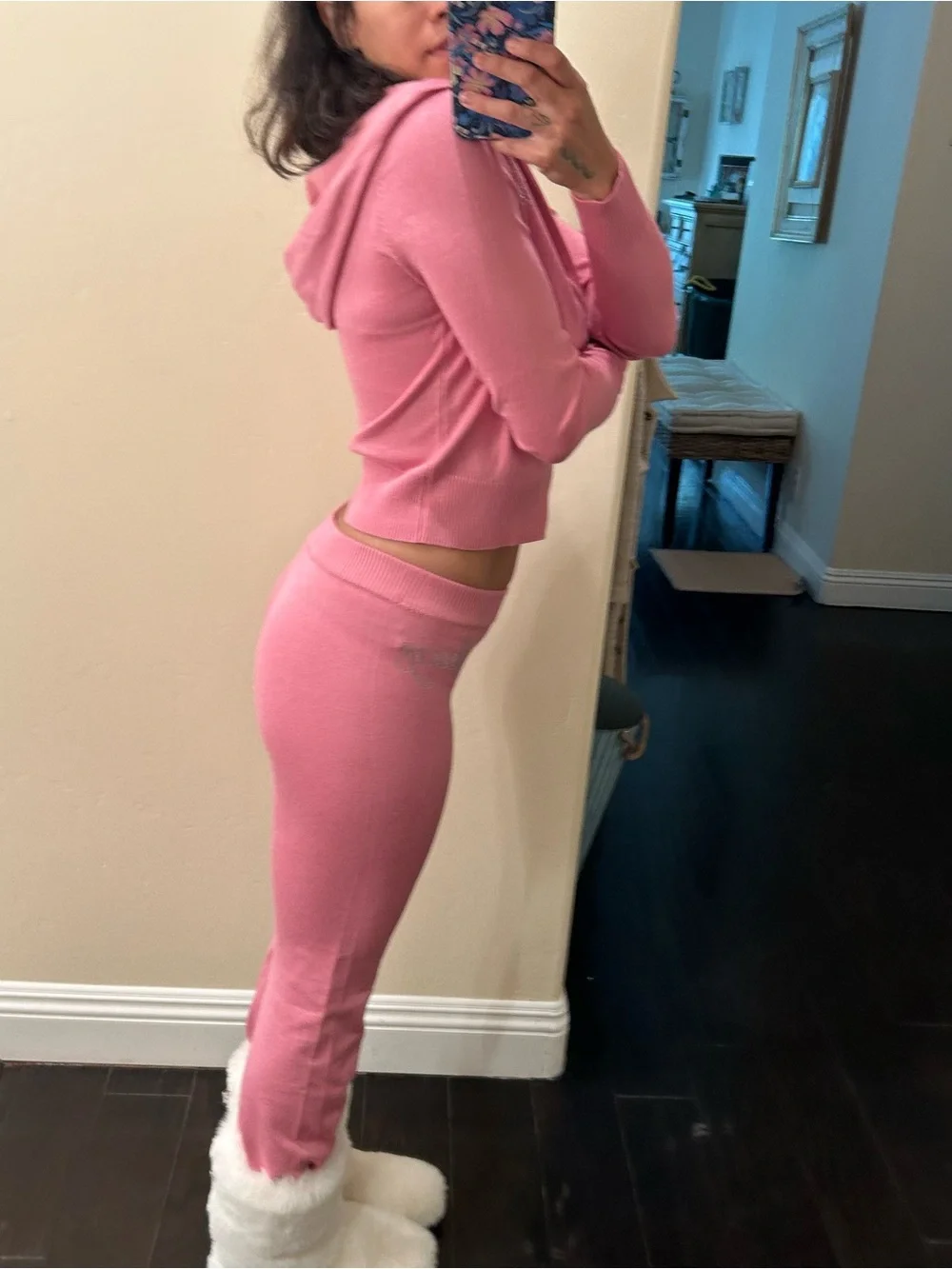 Juicy Couture Pink Knitted Tracksuit Set with Rhinestone Detail